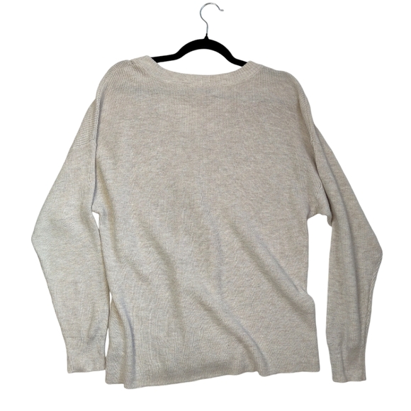 American‎ Eagle Knit Sweater V-Neck Relaxed Fit Ribbed Beige Size Large Cotton - Picture 2 of 12